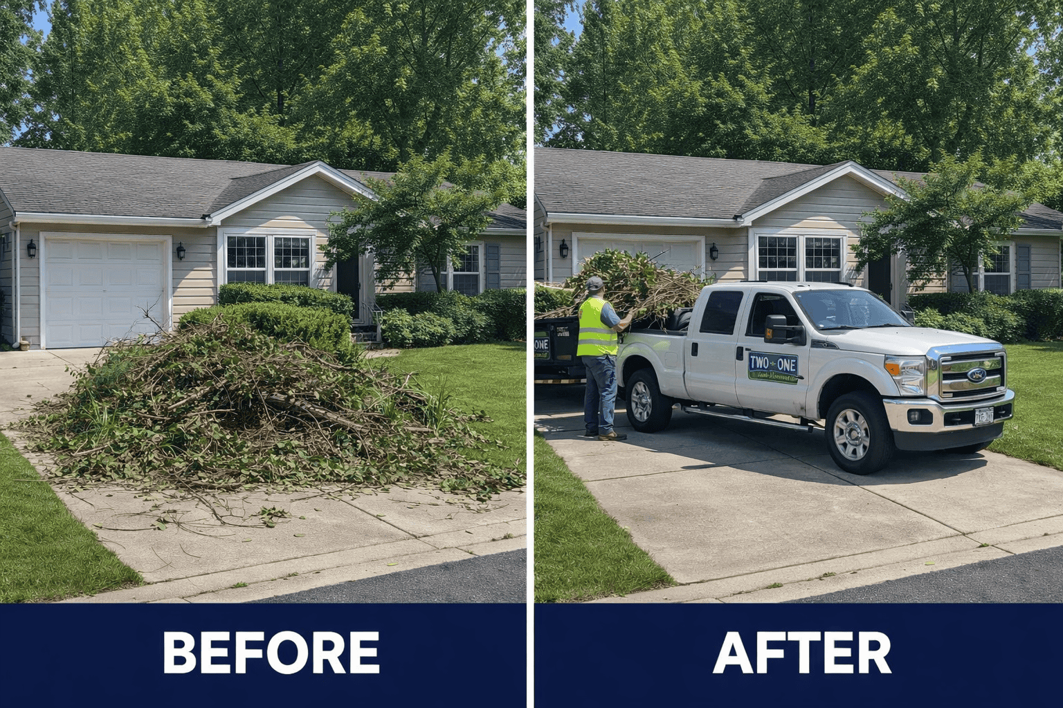 Yard waste hauling, tree branches, shrub trimming, and yard debris removal by professional junk removal experts.