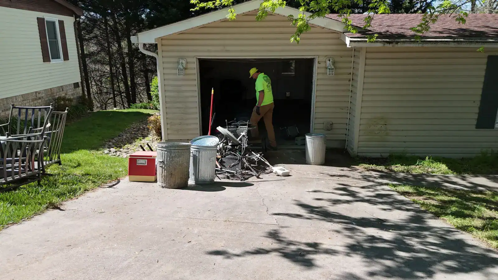 The garage emptied and the driveway cleared after the job
